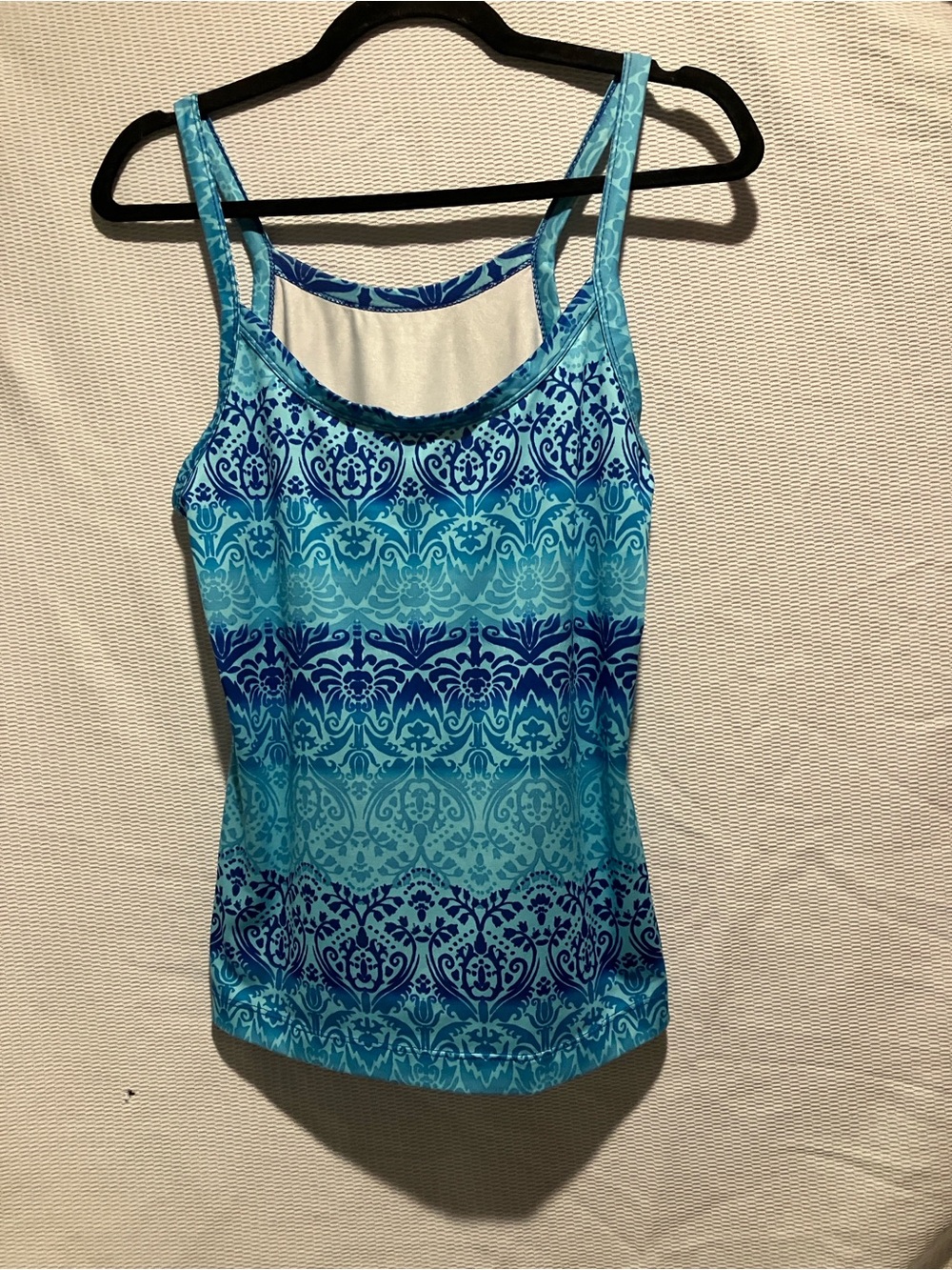 Aqua Blue Patterned Women's Tank Top - Sleeveless Scoop Neck - Picture 8 of 8